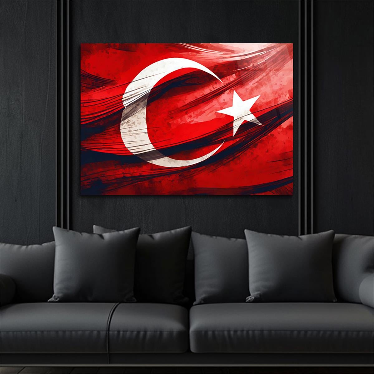 Yatay VatanTemalı Cam Tablo 127