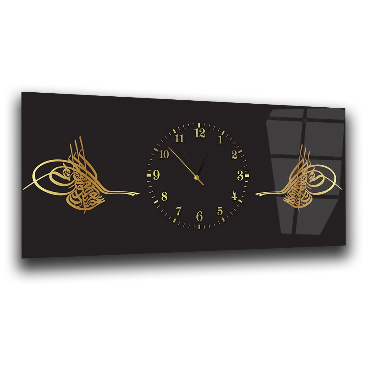Tableau en verre à thème religieux avec horloge centrale horizontale  107