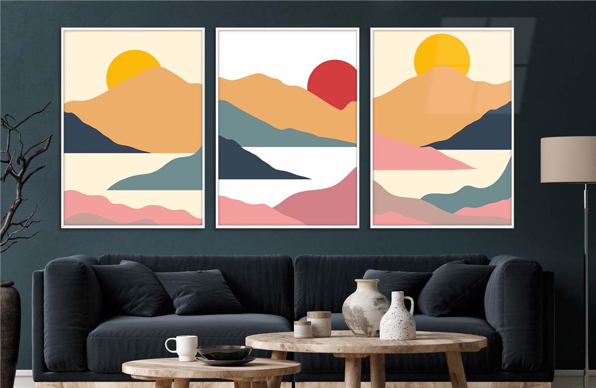 Alüminyum Çerçeveli Sanat Temalı 3'lü Set MDF Tablo 0027
