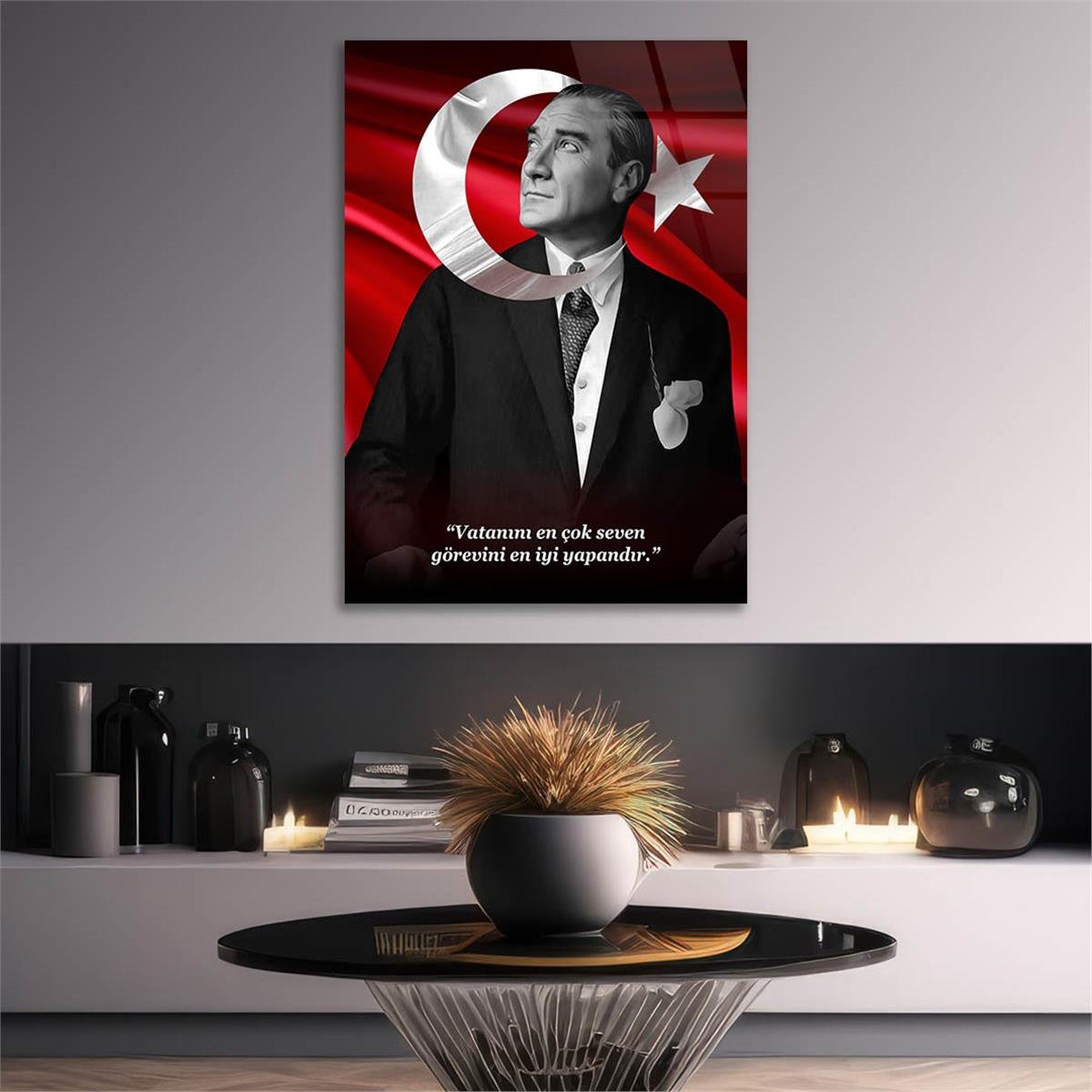 Dikey VatanTemalı Cam Tablo 206