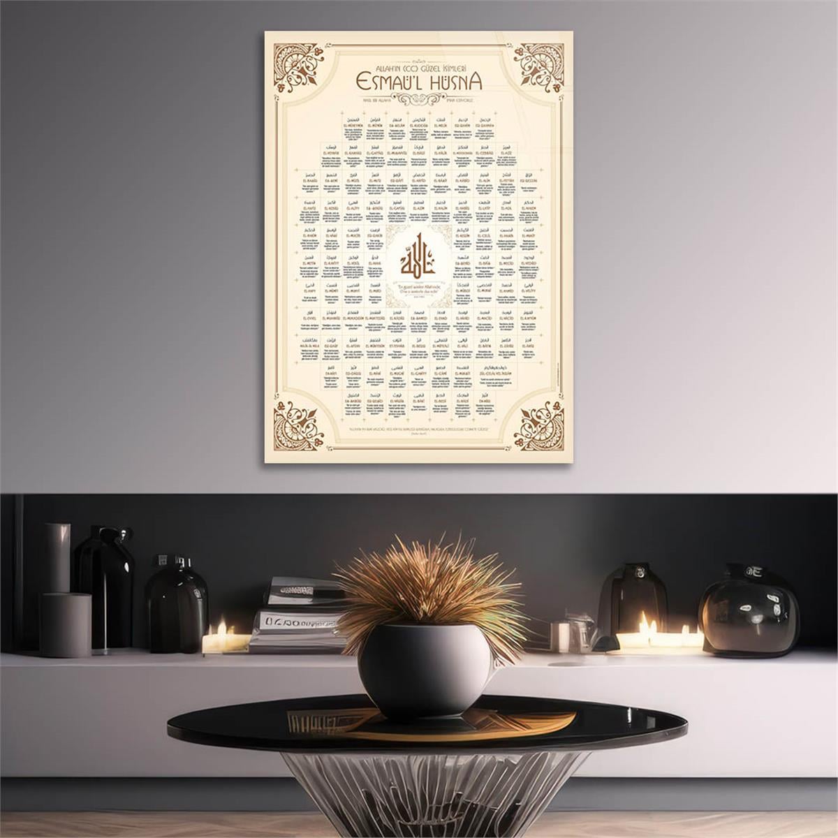 Al-Asma-ul-Husna The Names of Allah - Glass Wall Art with the 99 Names of Allah