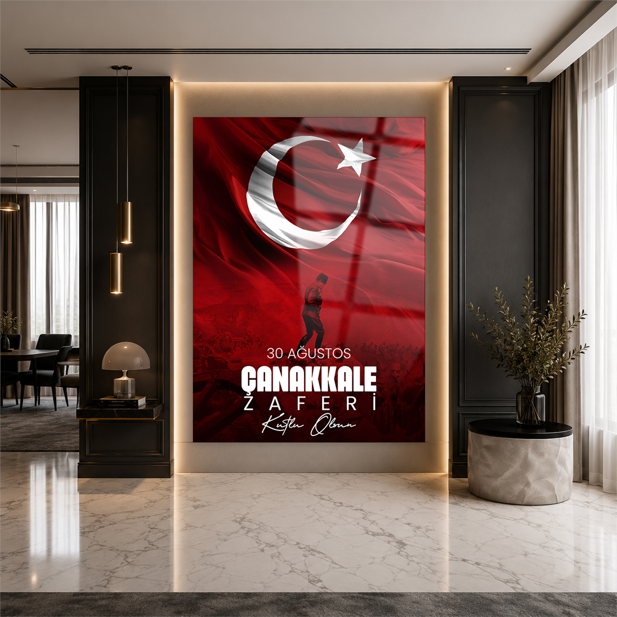 Dikey VatanTemalı Cam Tablo 153
