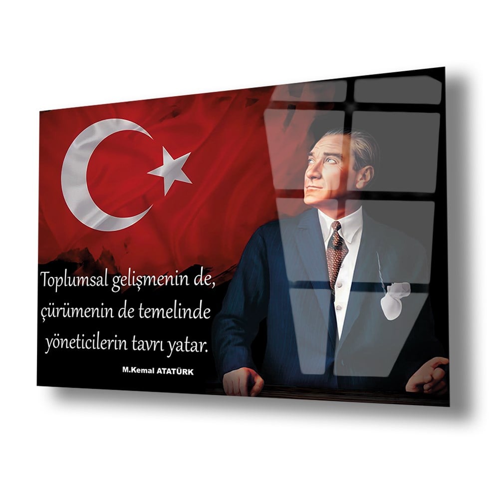 Yatay VatanTemalı Cam Tablo 106