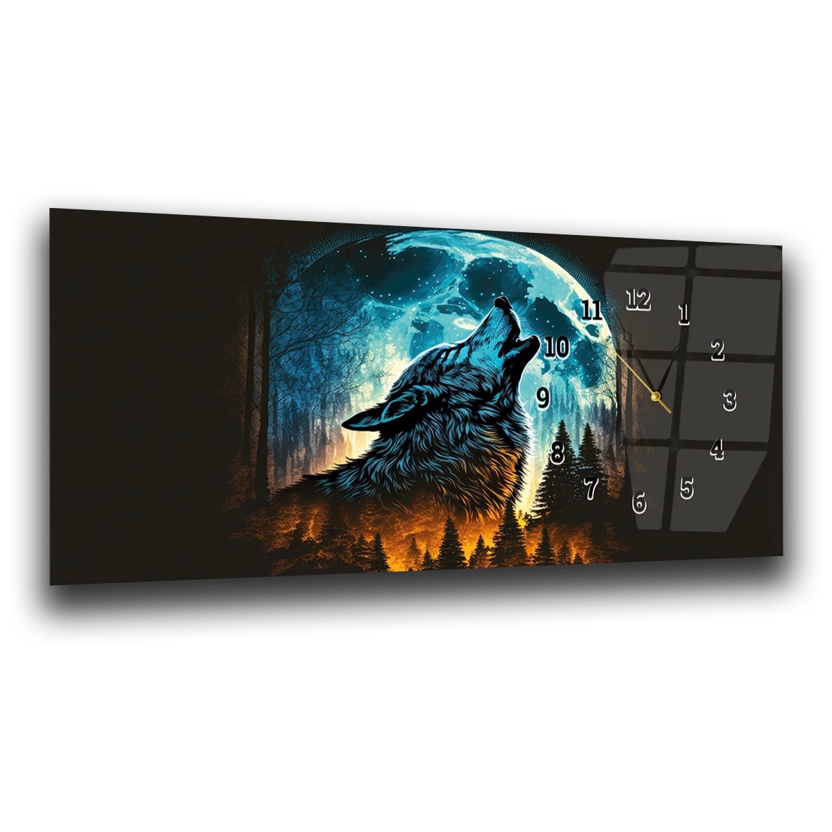 Side-Clock, Homeland-Themed Horizontal Glass Wall Painting 022