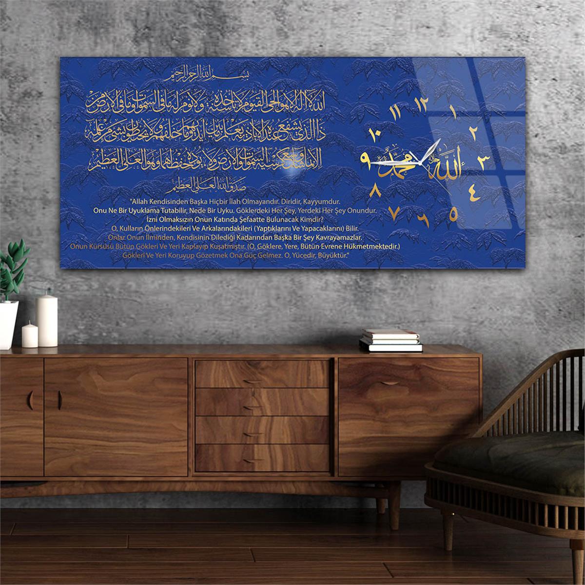 Side-Clock, Religious-Themed Horizontal Glass Wall Painting 020