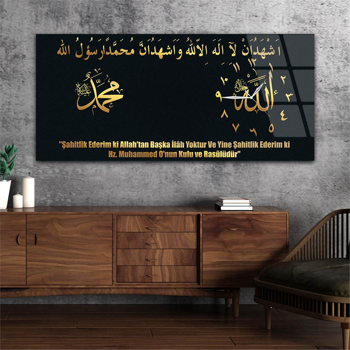 Side-Clock, Religious-Themed Horizontal Glass Wall Painting 009