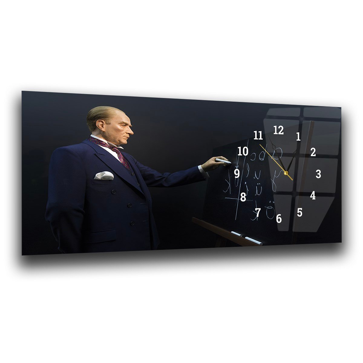 Side-Clock, Homeland-Themed Horizontal Glass Wall Painting 007