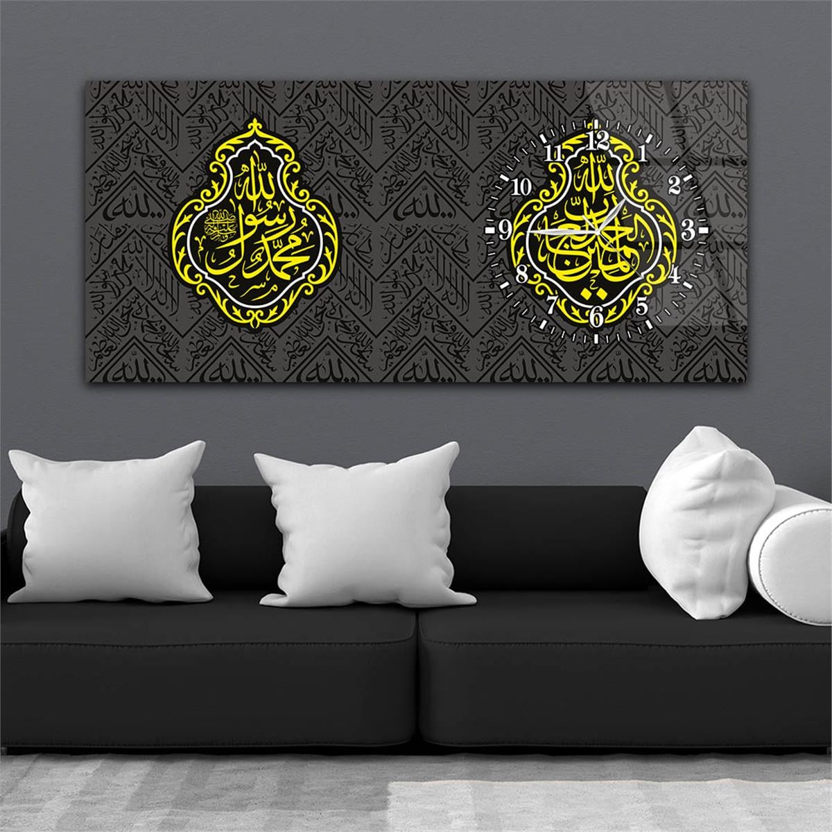 Side-Clock, Religious-Themed Horizontal Glass Wall Painting 050