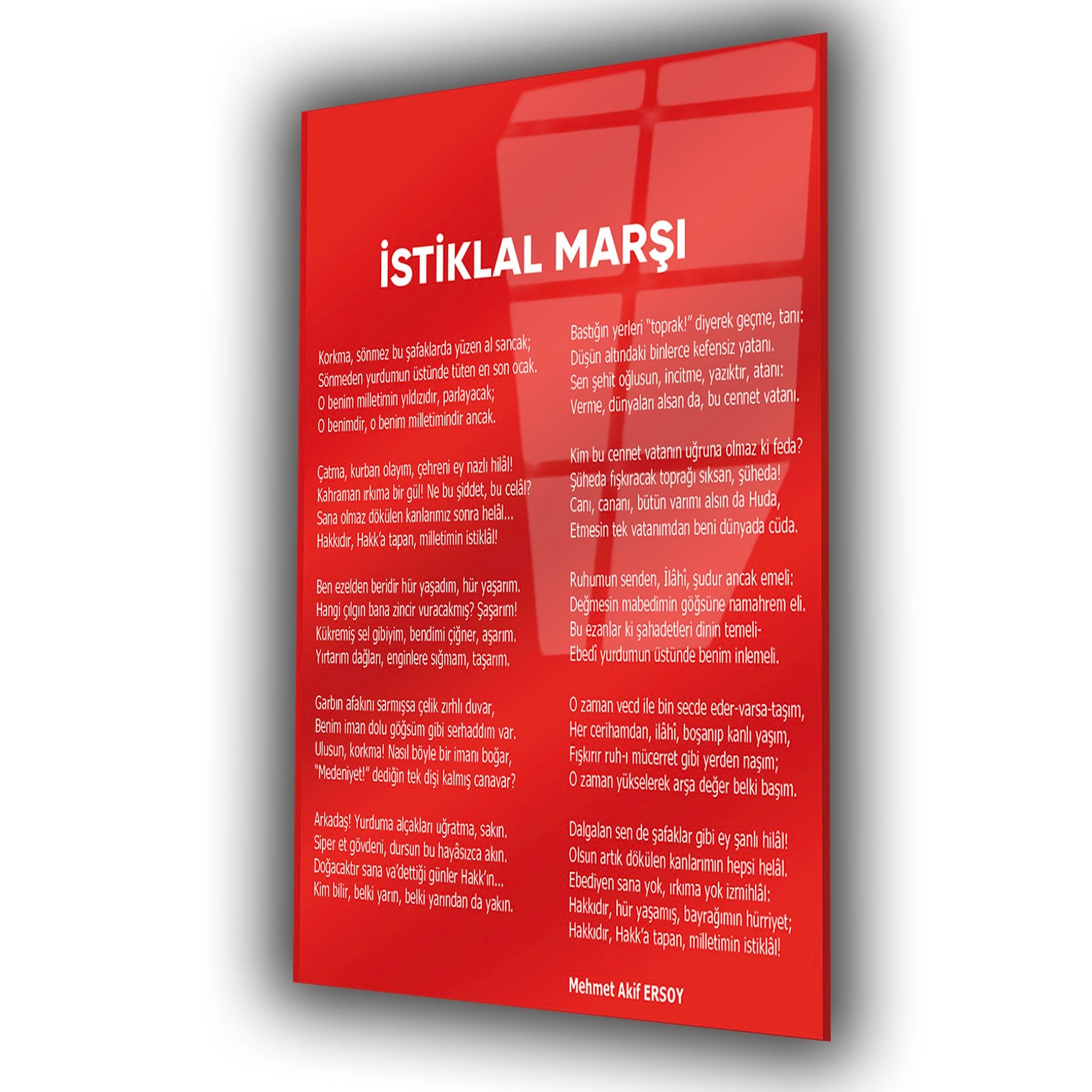 İSTİKLAL MARŞI YAZILI CAM TABLO