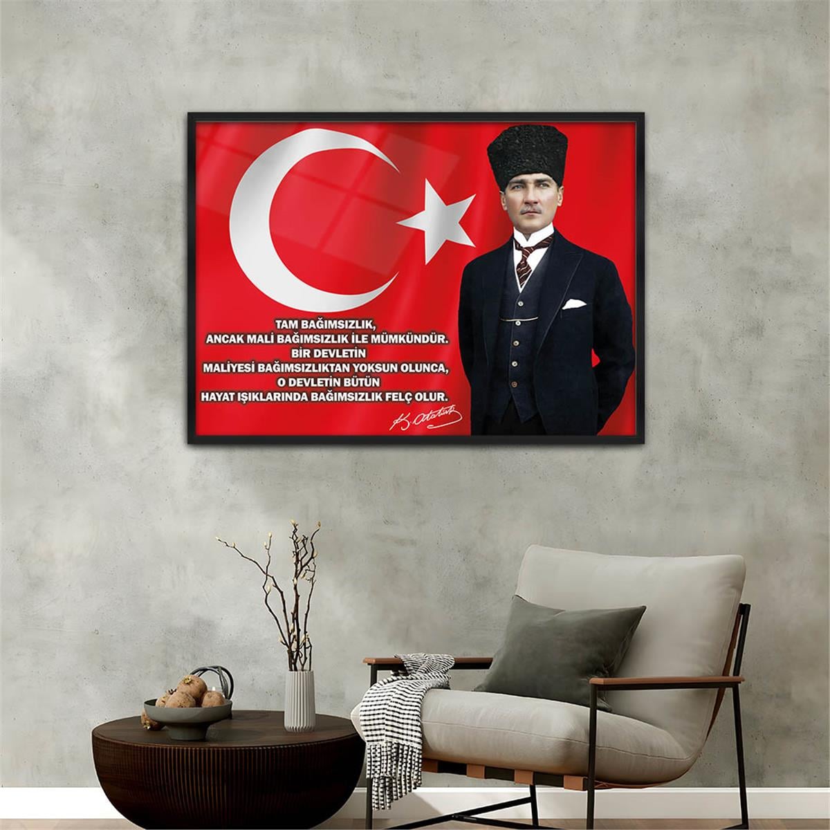 Alüminyum Çerçeveli Vatan Temalı Cam Tablo 046