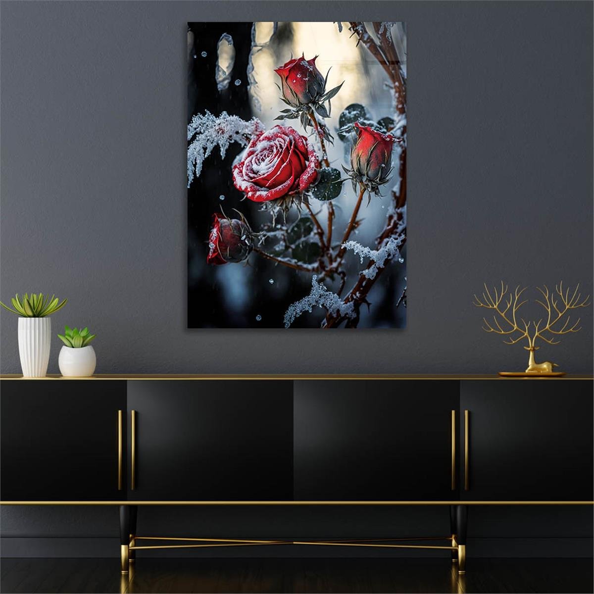 Vertical Tempered Glasss Wall Arts Natured-Themed163