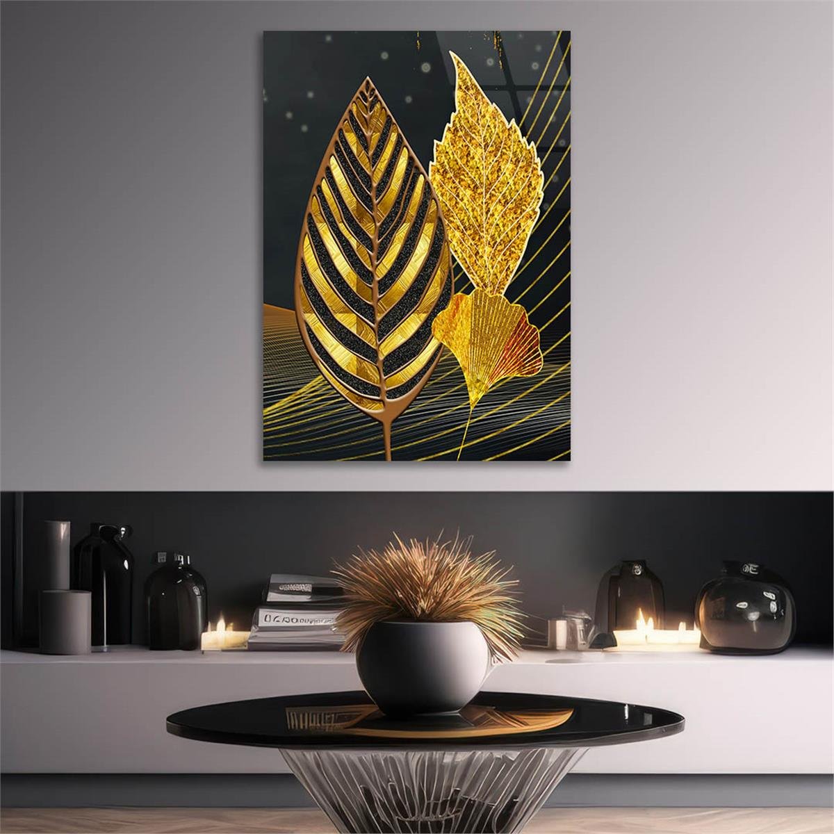 Dikey Sanat Temalı Cam Tablo 337