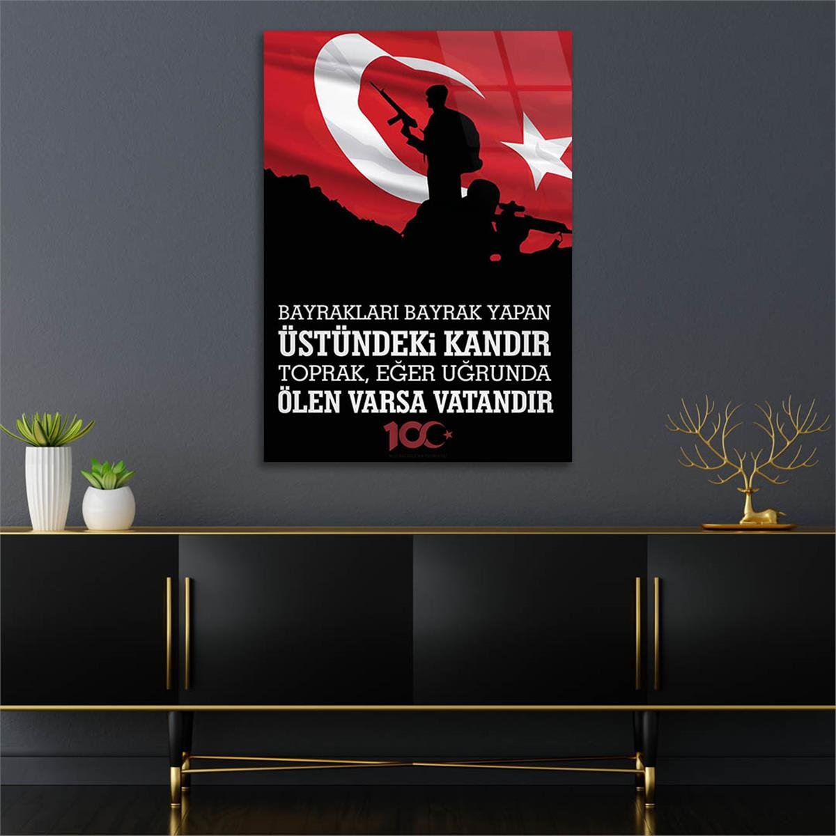 Dikey VatanTemalı Cam Tablo 162