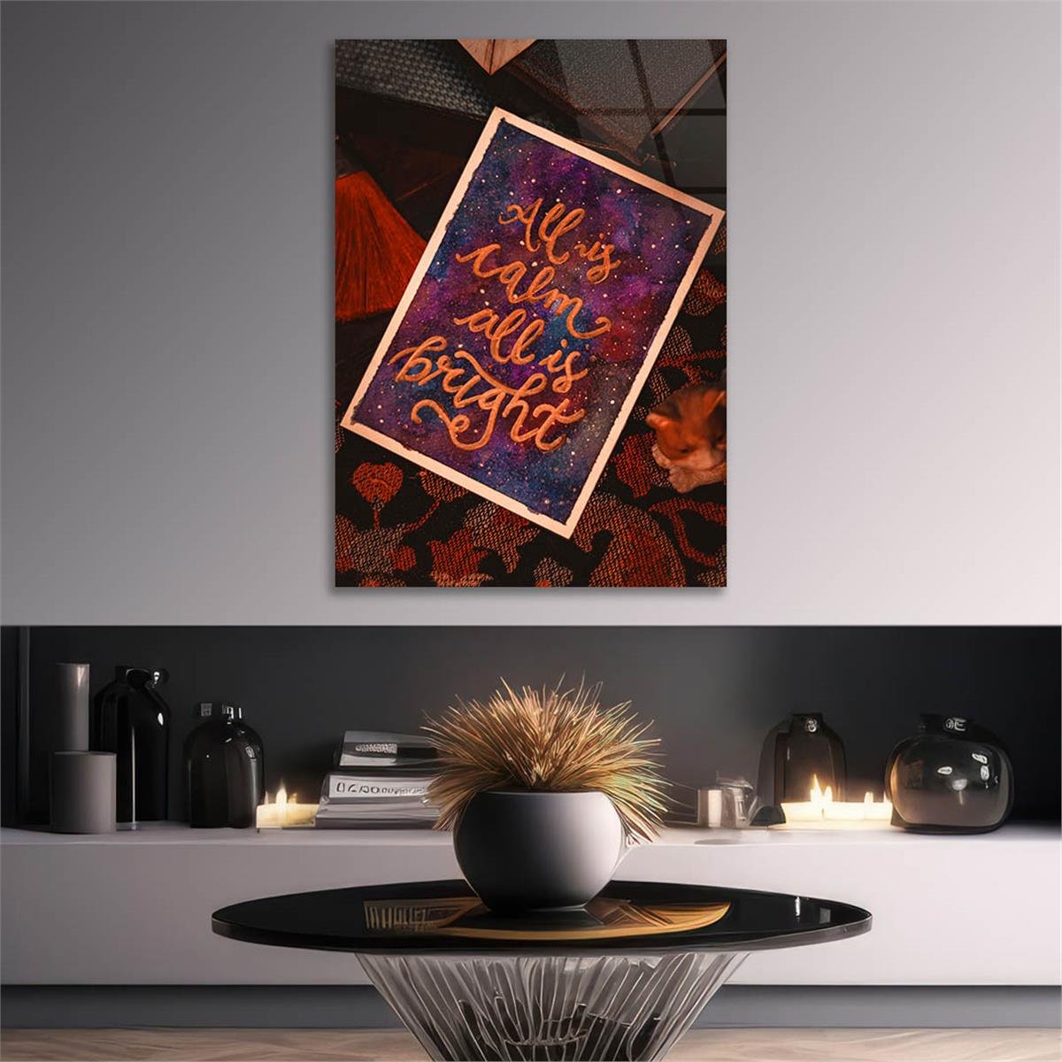 Dikey Sanat Temalı Cam Tablo 522