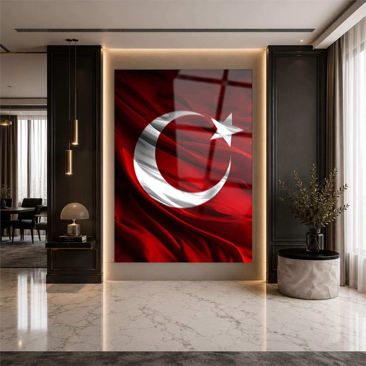 Dikey VatanTemalı Cam Tablo 148