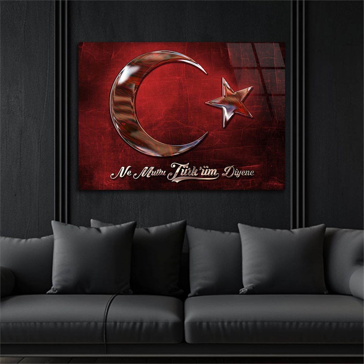 Yatay VatanTemalı Cam Tablo 123