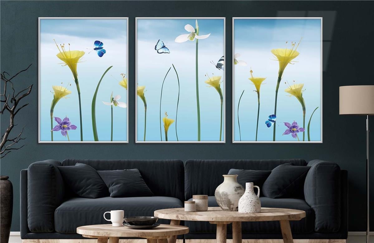 Alüminyum Çerçeveli Sanat Temalı 3'lü Set MDF Tablo 0068