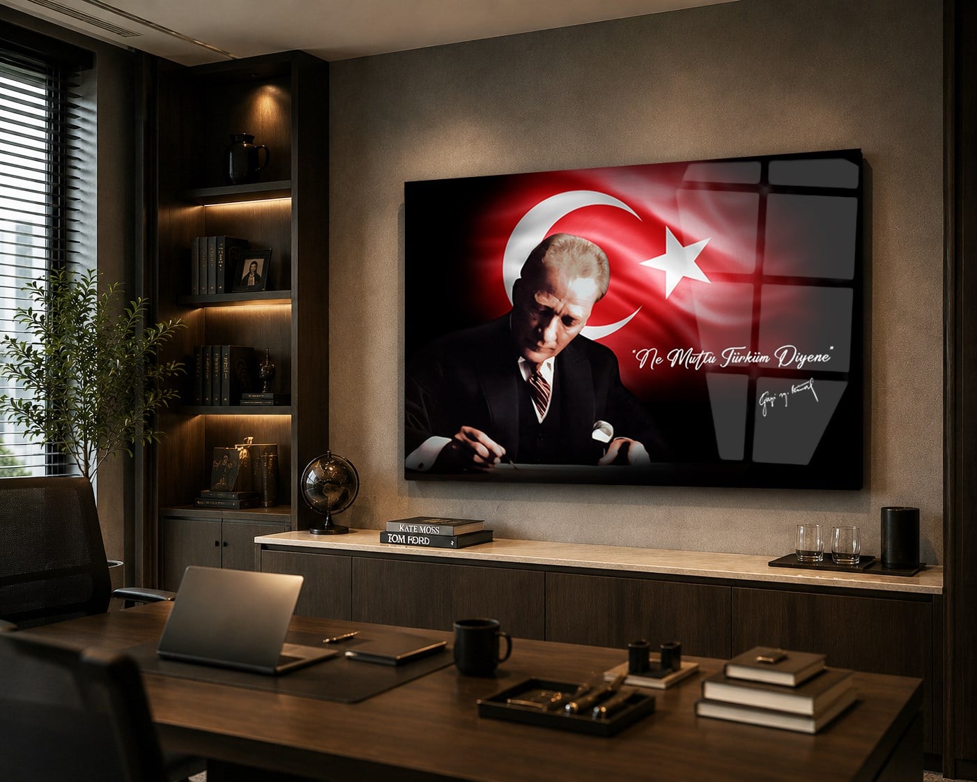 Yatay VatanTemalı Cam Tablo 134
