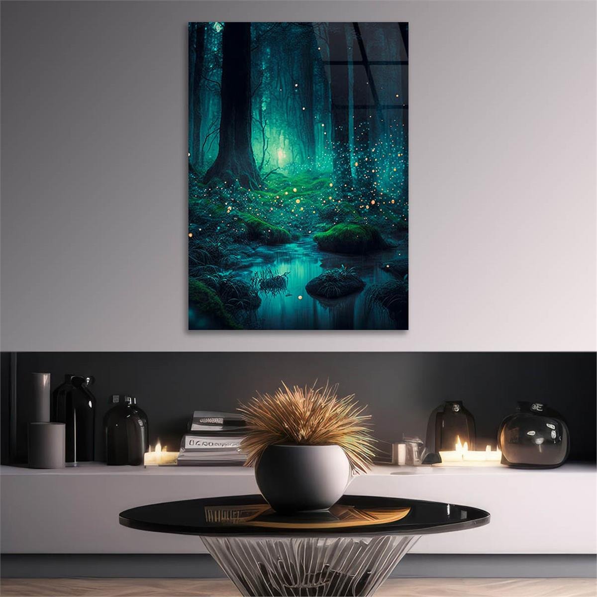 Dikey Sanat Temalı Cam Tablo 520