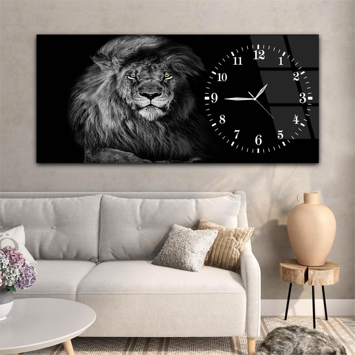 Side-Clock, Art And Nature-Themed Horizontal Glass Wall Painting 106