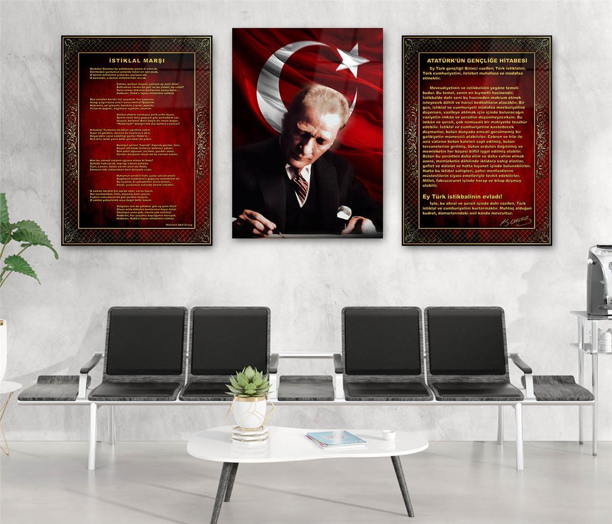  3'lü Set VatanTemalı Cam Tablo 19