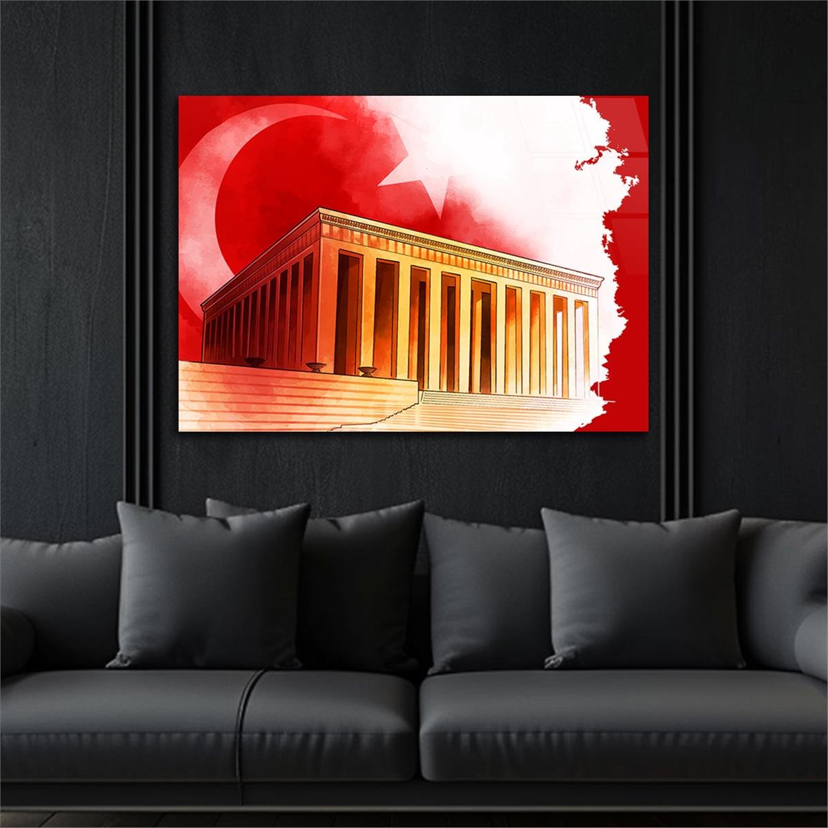 Yatay VatanTemalı Cam Tablo 129
