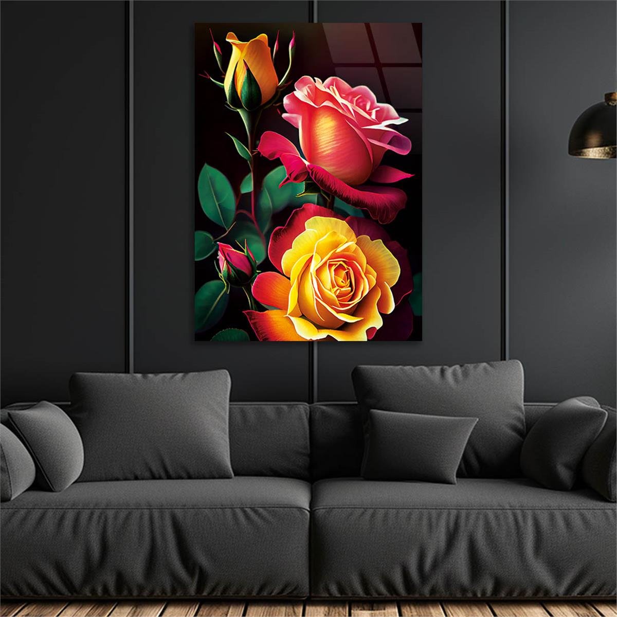 Vertical Tempered Glasss Wall Arts Natured-Themed156