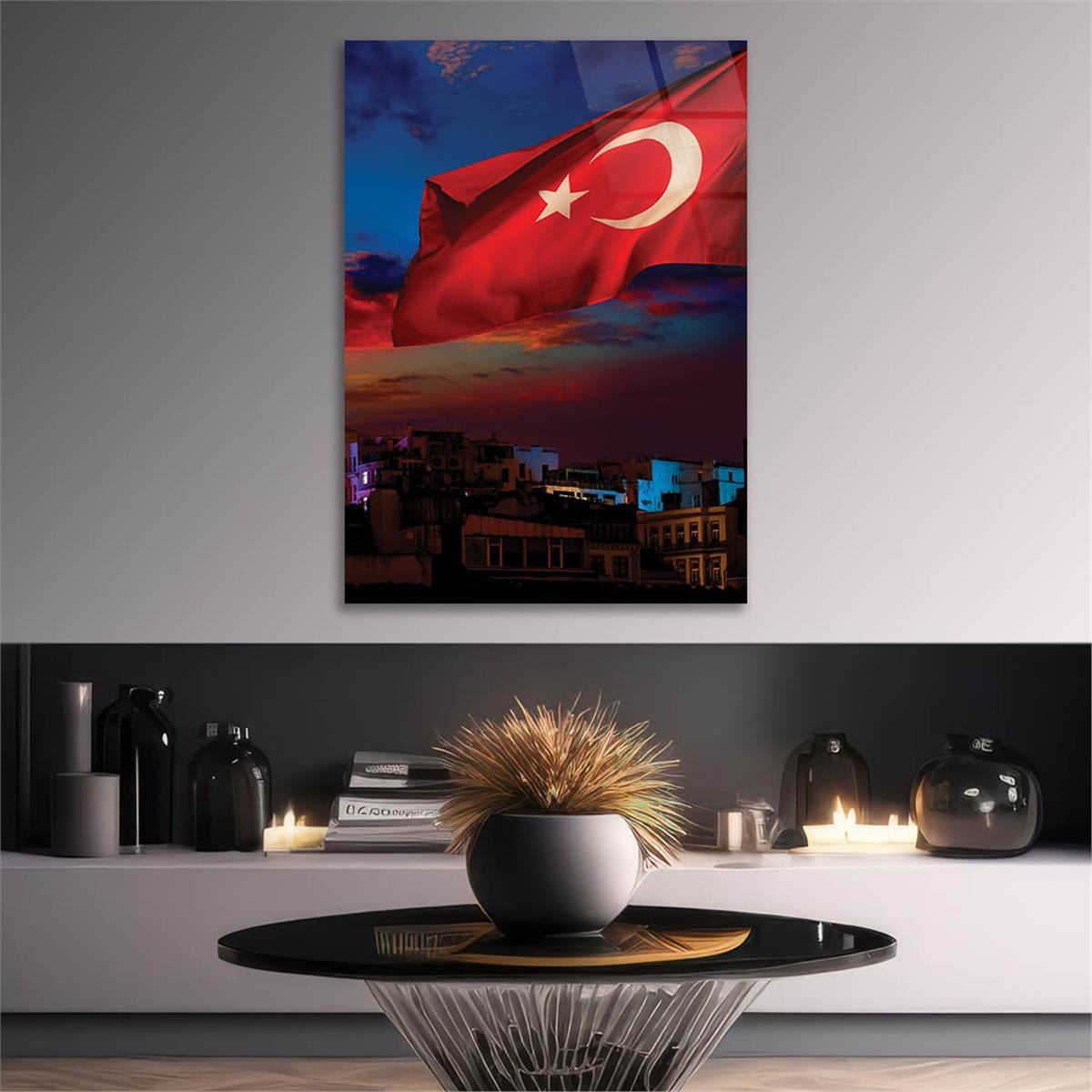 Turkish Flag Glass Wall Art