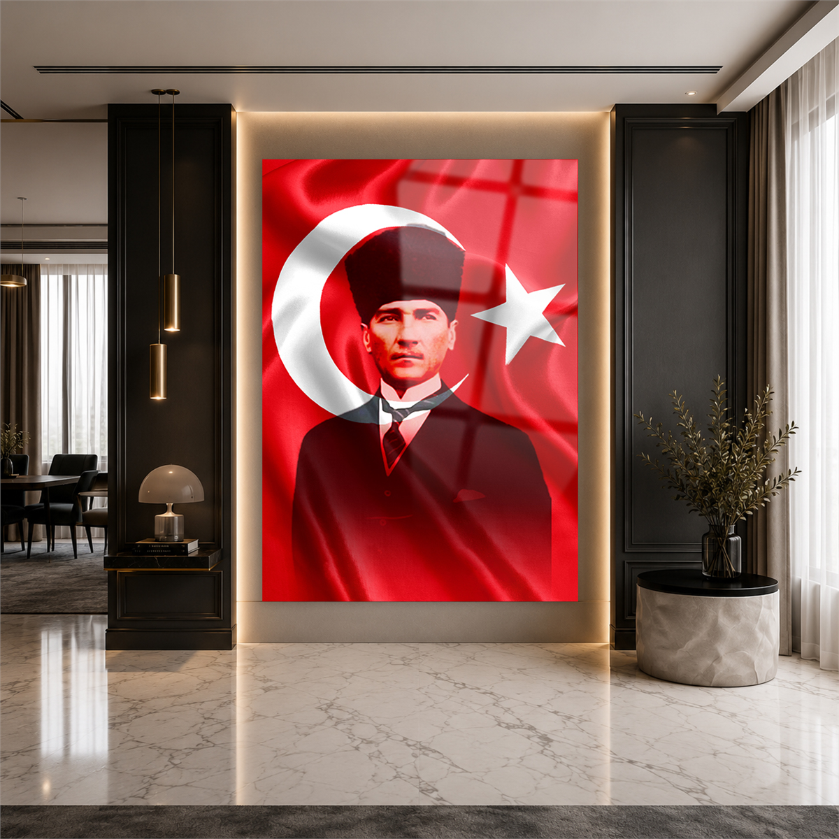 Dikey VatanTemalı Cam Tablo 147