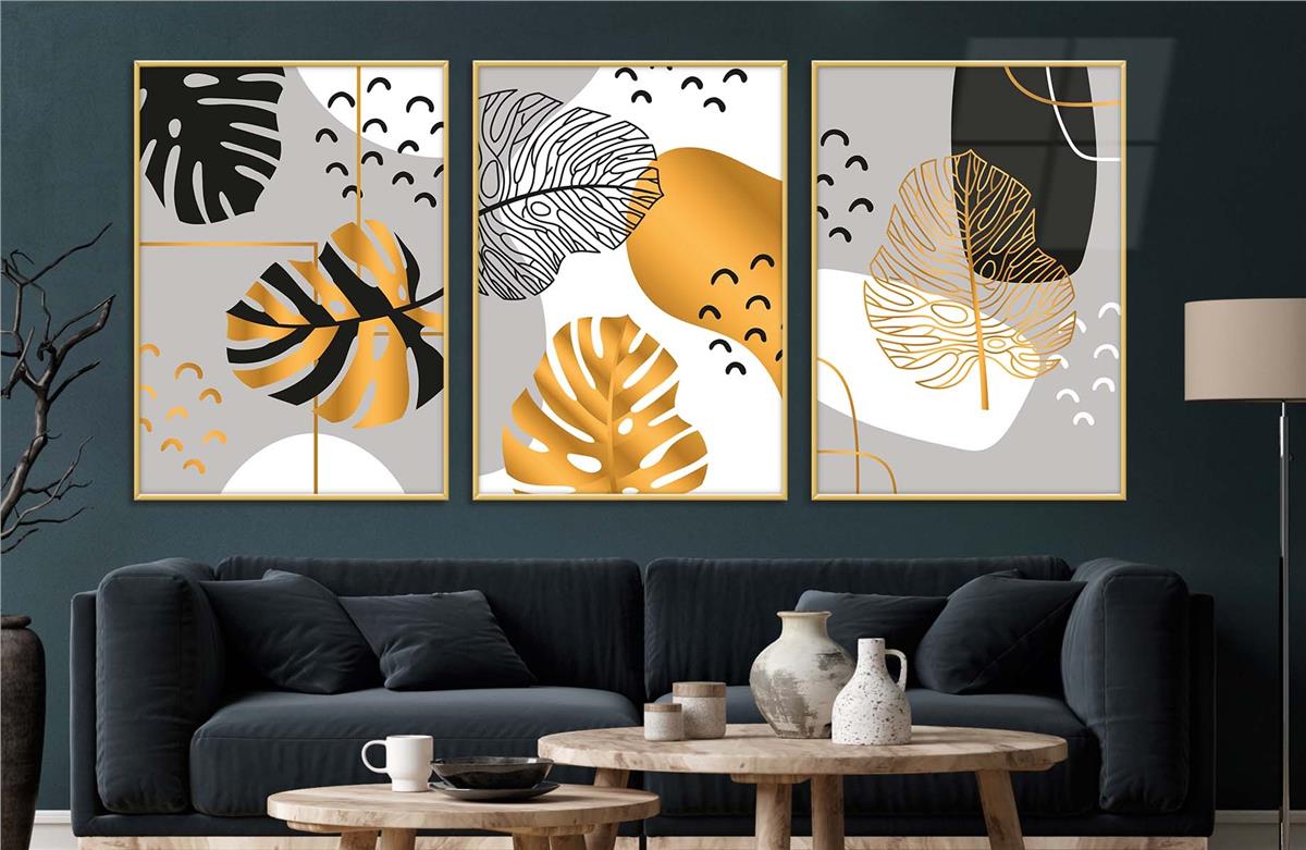 Alüminyum Çerçeveli Sanat Temalı 3'lü Set MDF Tablo 0011