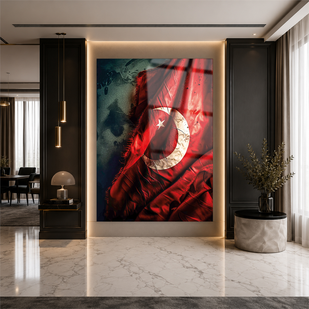 Dikey VatanTemalı Cam Tablo 158