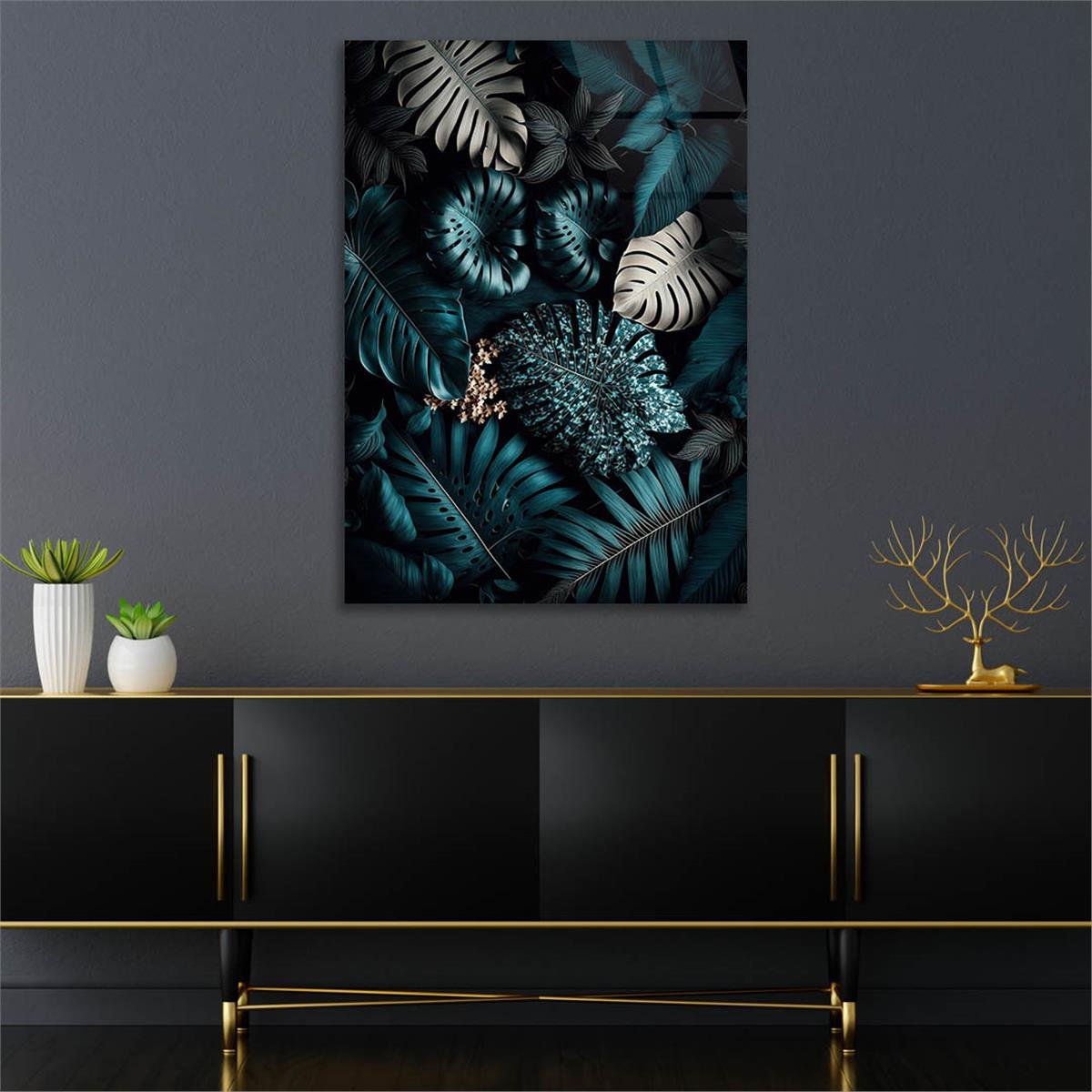 Dikey Sanat Temalı Cam Tablo 504