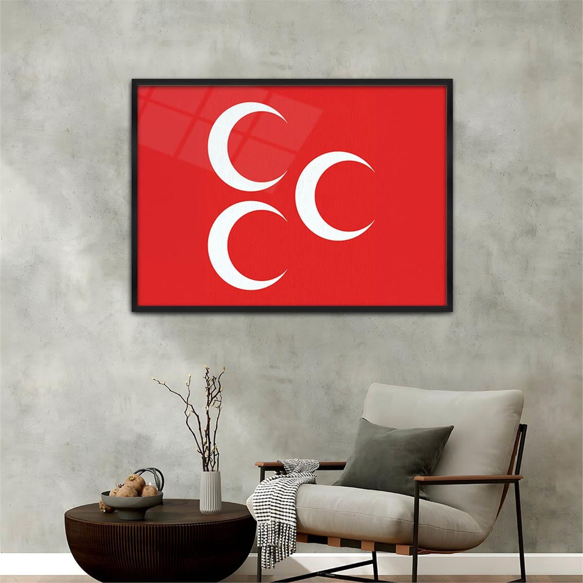 Alüminyum Çerçeveli Vatan Temalı Cam Tablo 045