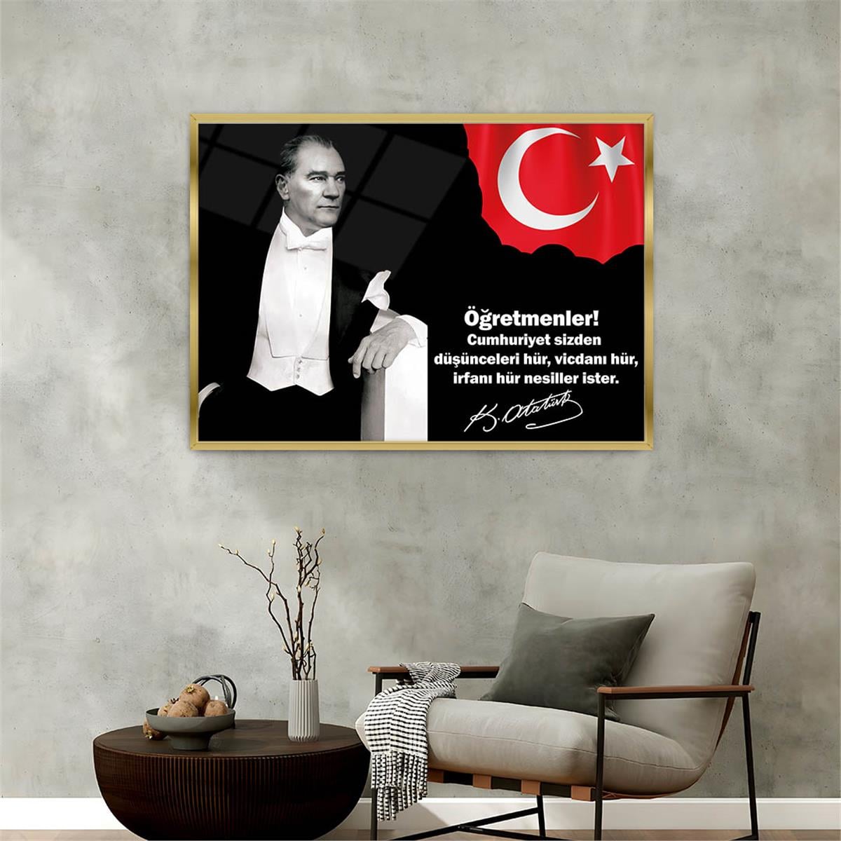 Alüminyum Çerçeveli Vatan Temalı Cam Tablo 012