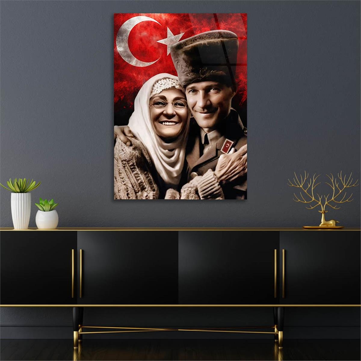 Dikey VatanTemalı Cam Tablo 228