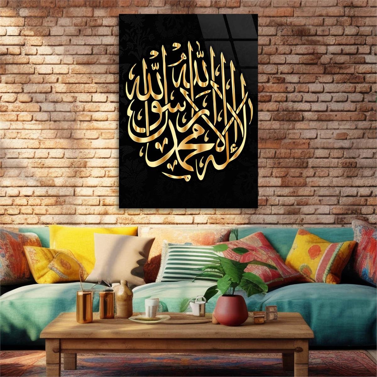 KELİME-İ TEVHİD YAZILI CAM TABLO