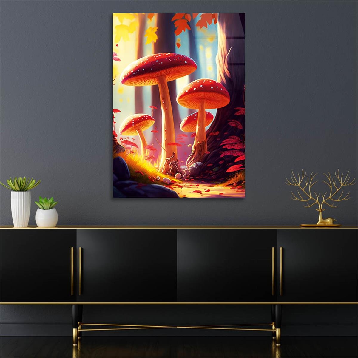 Vertical Tempered Glasss Wall Arts Natured-Themed152