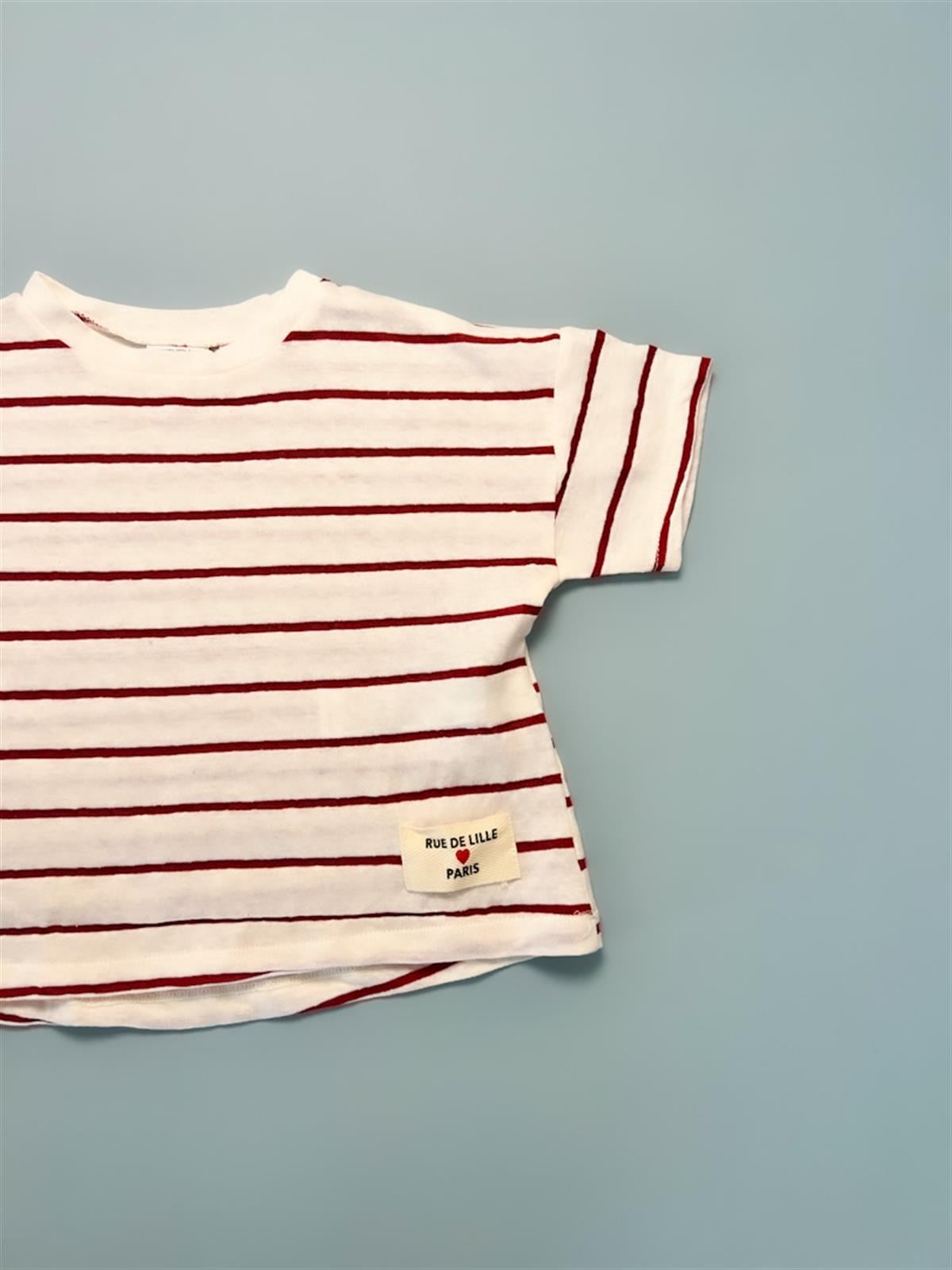 Kırmızı Çizgili Basic Tişört