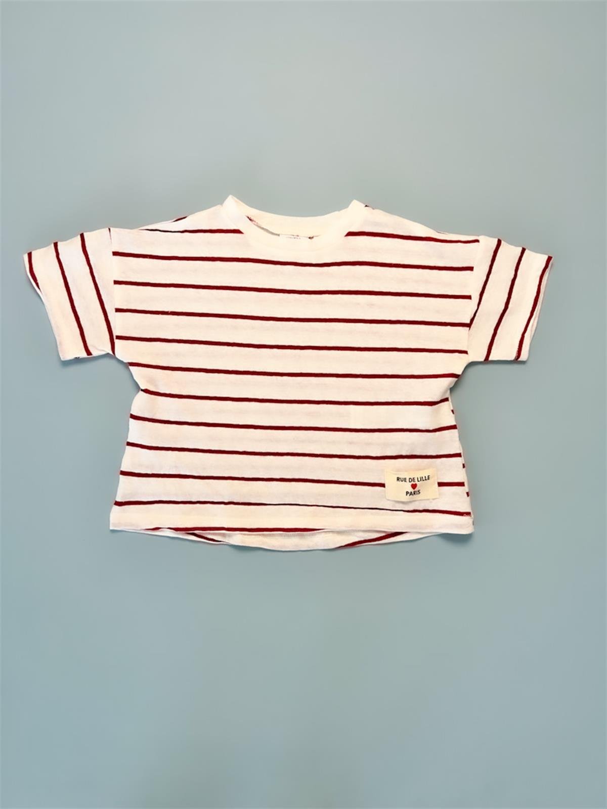 Kırmızı Çizgili Basic Tişört