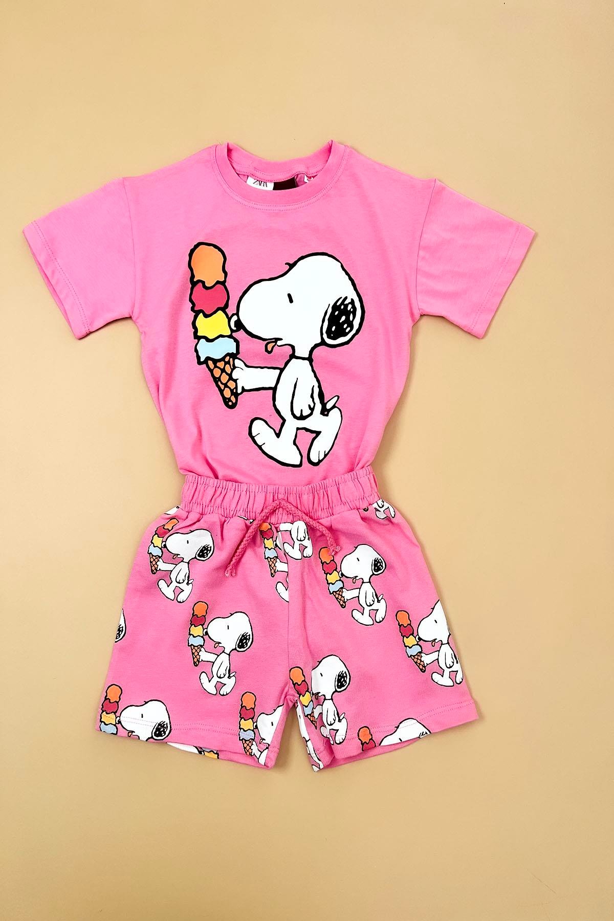 Kız Çocuk Pembe Snoppy Takım