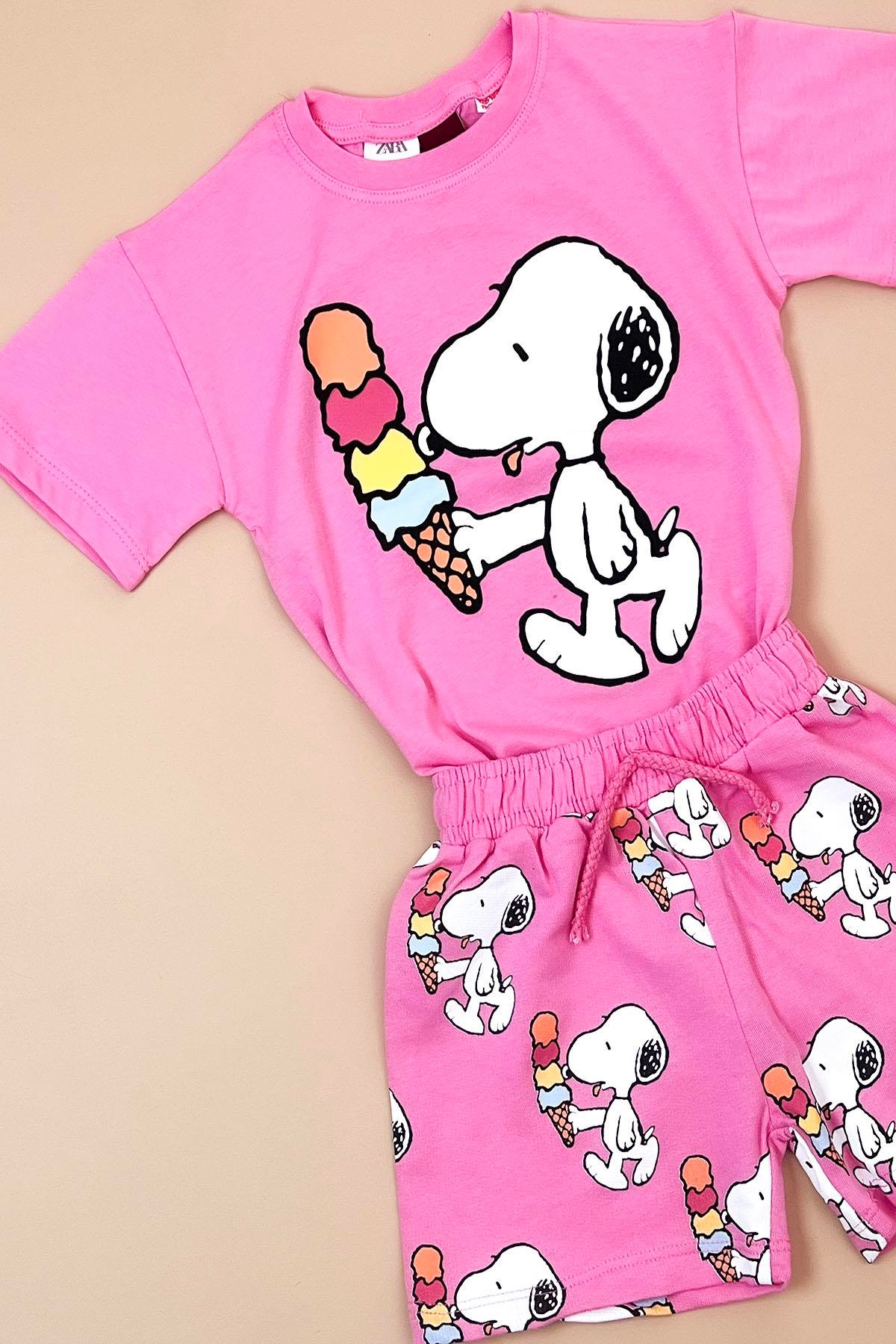 Kız Çocuk Pembe Snoppy Takım