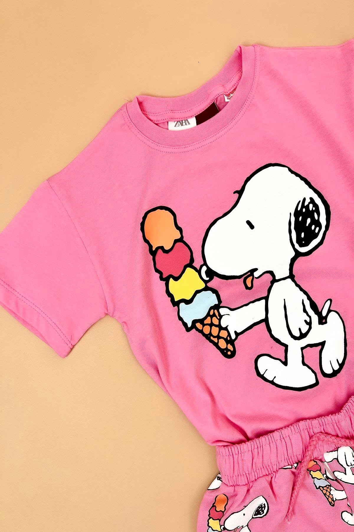 Kız Çocuk Pembe Snoppy Takım