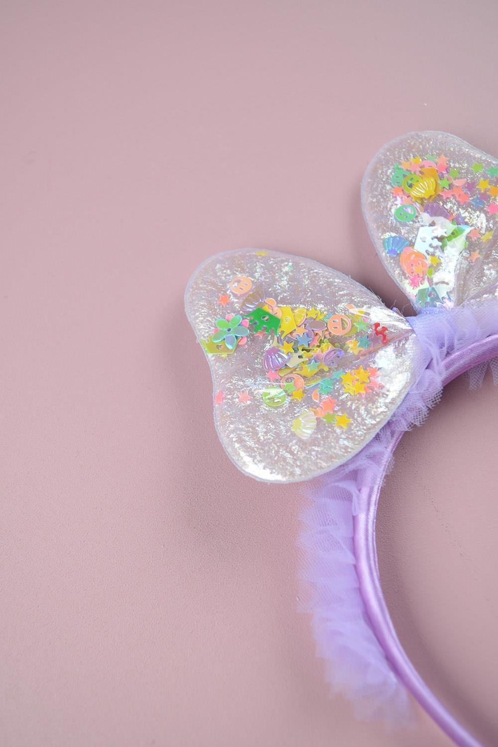 Tüllü İçi Pullu Mickey Kulak Kız Çocuk Taç