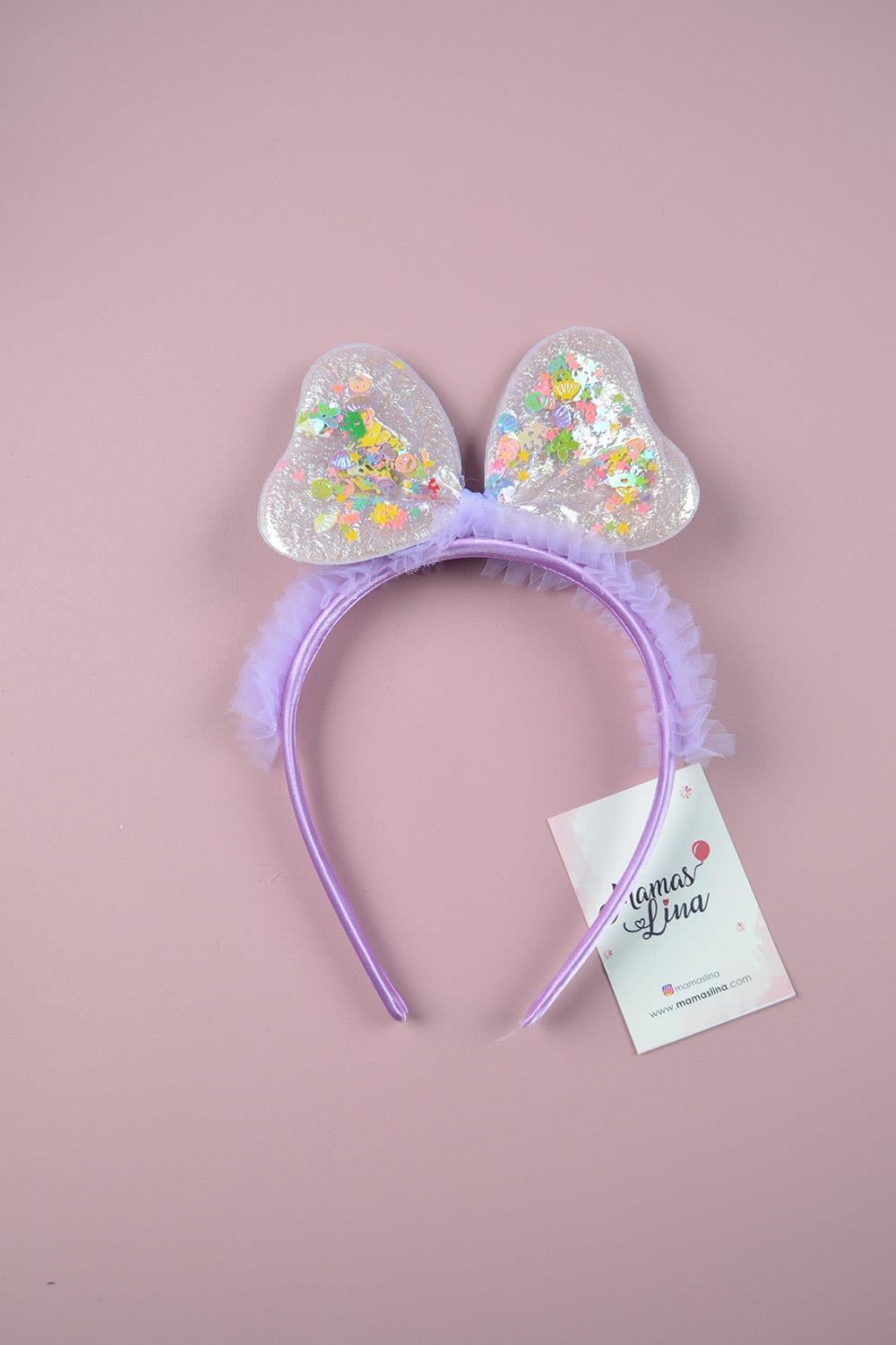 Tüllü İçi Pullu Mickey Kulak Kız Çocuk Taç
