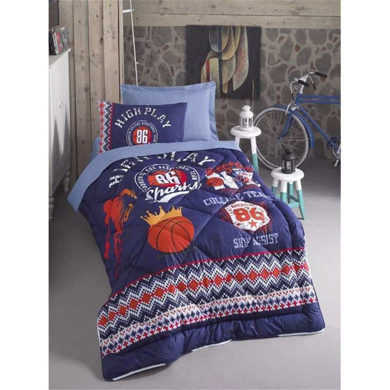 Cotton Box Basketball Lacivert Ranforce Tek Kişilik Genç Uyku Seti
