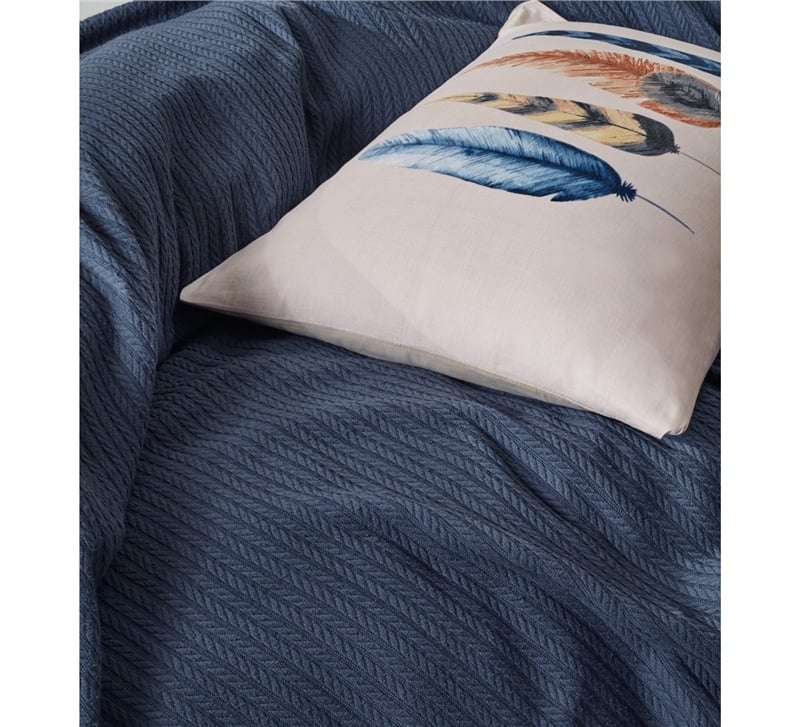 Cotton Box Bond Plumy Çift Kişilik Pike Takımı İndigo