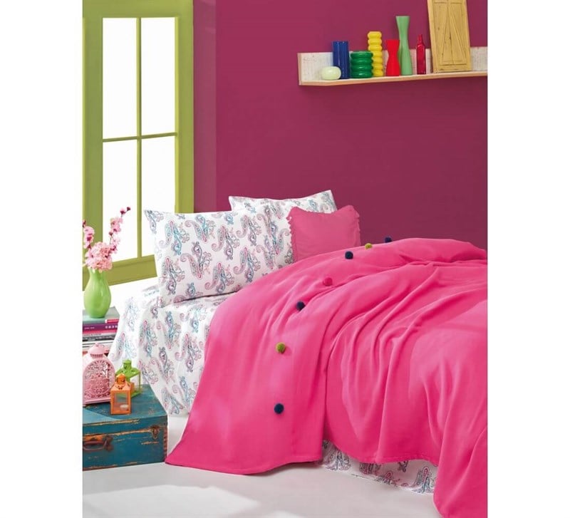 Cotton Box Fancy Çift Kişilik Pike Takımı Fuşya