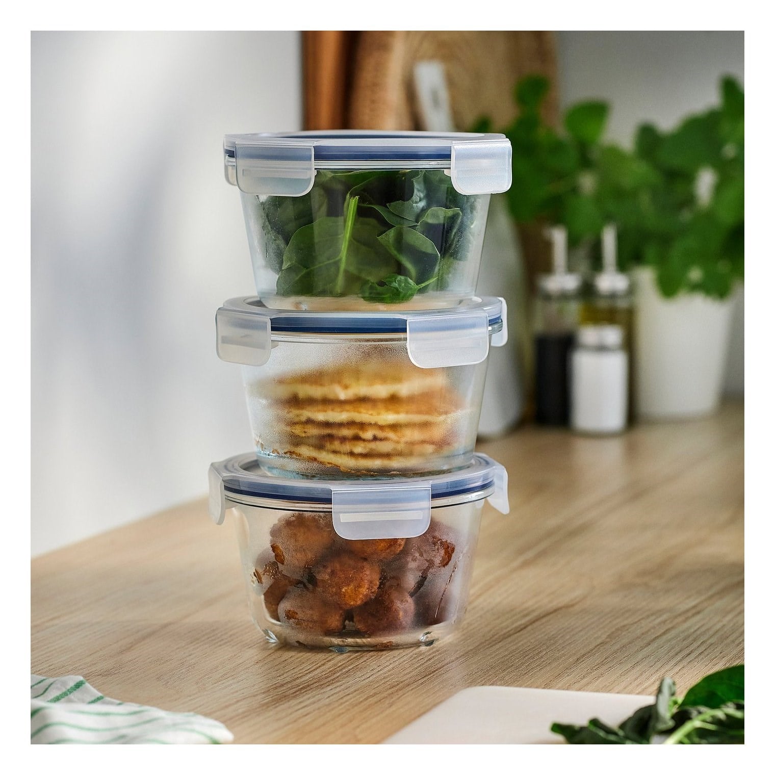 IKE IKEA 365+CAM SAKLAMA KABI SETİ CAM 600 ML YUVARLAK 3'LÜ SET 50623831
