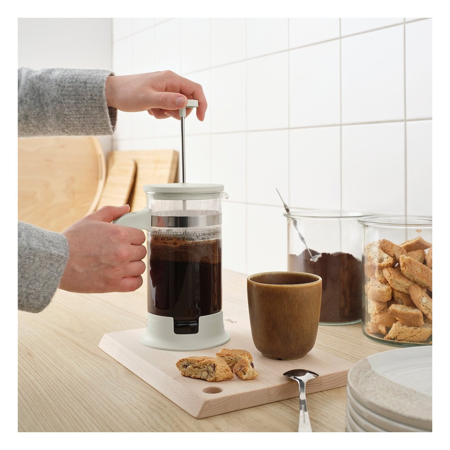IKE UPPHETTA FRENCH PRESS PASLANMAZ ÇELİK-KIRIK BEYAZ 1 LT 80583739