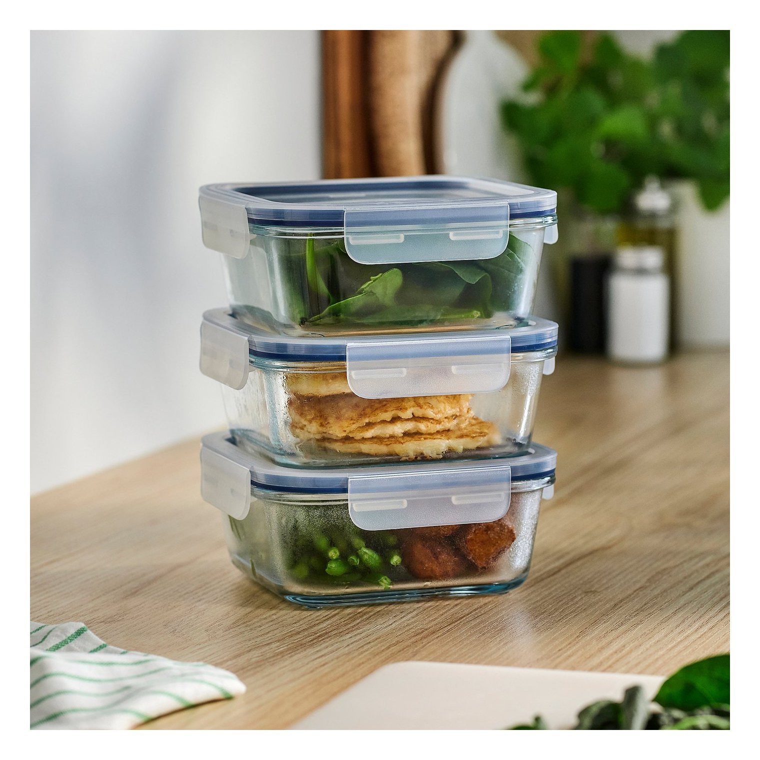 Ikea 365+ Cam Saklama Kabı Seti Cam 600 Ml Kare 3'lü Set 10623833